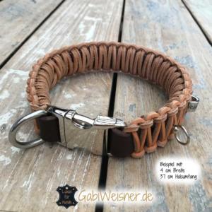 Hundehalsband Leder 4 cm breit geflochten, Klickverschluss