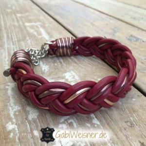 Hundehalsband aus Nappaleder 3 cm breit geflochten