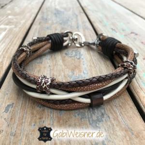 Hundehalsband Leder Mix mit Tunnel Leopard