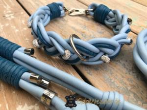 Hundehalsband mit Strass und Leine im SET