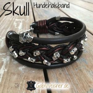 Skull Hundehalsband Leder 5 cm breit