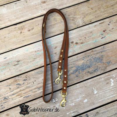 Basic Hundeleine Leder cognac 2 cm breit Messing verstellbar