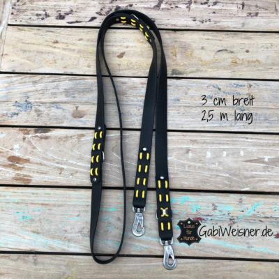 Fettlederleine-3-cm-breit-2,5-m-lang-3-fach-verstellbar-schwarz-gelb-2 (1) (1)