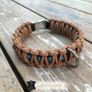 Hundehalsband-2,5-cm-breit-Natur-mit-Tuerkisen-2
