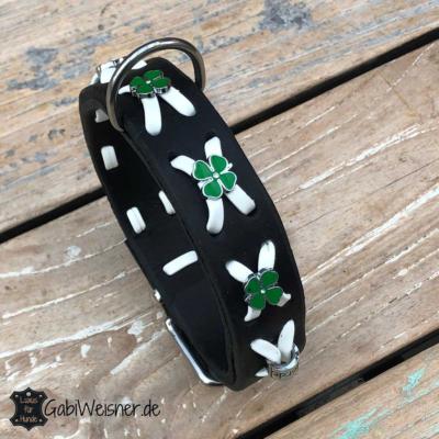 Hundehalsband-Kleeblatt-Vollleder-3-cm-breit,-verstellbar
