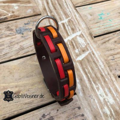 Hundehalsband-Leder-3-cm-breit-verstellbar-Nappaleder-rot-orange