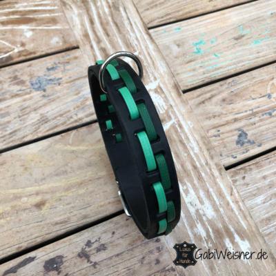 Hundehalsband-Leder-3-cm-breit-verstellbar-grün
