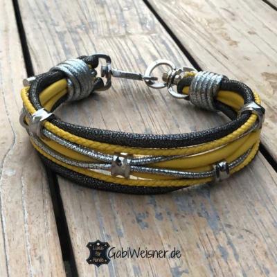 Hundehalsband-Leder-Schwarz-Gelb-Luxus-für-Hunde-Gabi-Weisner-1