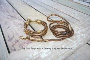 Hundehalsband mit passender Hundeleine aus Leder gibt es nach Maß bei www.GabiWeisner.de