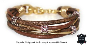 Hundehalsband-Ledermix-Unikat-Goldmix   