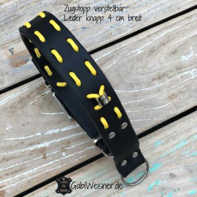 Hundehalsband-Zugstopp-verstellbar-Leder-4-cm-breit-für-große-Hunde-schwarz-gelb-2 (1)