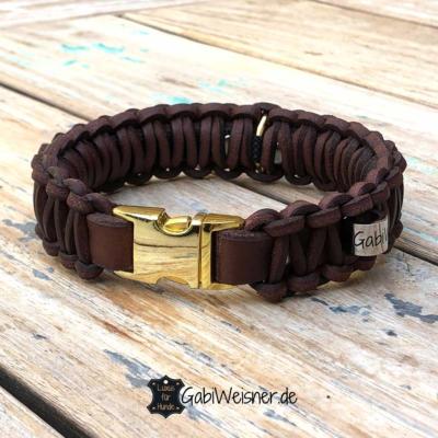 Hundehalsband-mit-Klickverschluss-Leder-gold-braun
