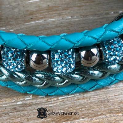 Hundehalsband-mit-Strass-IN-tÜRKIS