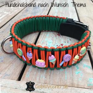 Hundehalsband nach Wunsch Thema Eis und Kuchen