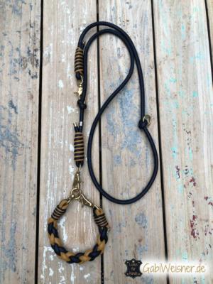 Hundehalsband-und-Leine-Blau-Cognac-1