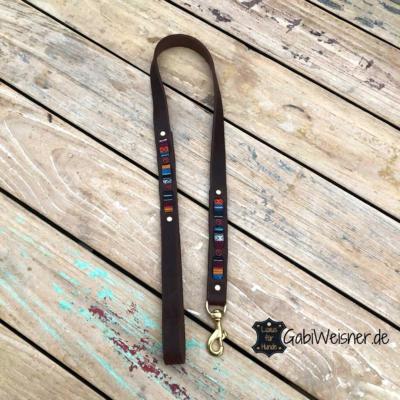 Hundeleine-Leder-weich-25-mm-breit-Handschlaufe-3-Farben