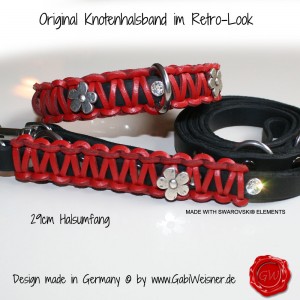 Lederhalsband-und-Leine-in-rot-mit-Blümchen-und-SWAROVSKI