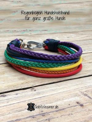 Regenbogen-Hundehalsband-für-ganz-große-Hunde-von-51-bis-60-cm-HU