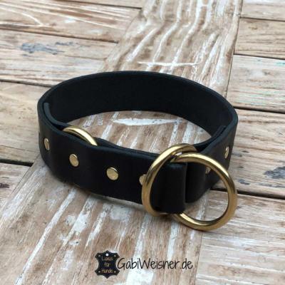  Zugstopp-Halsband-Leder-Messing-roh