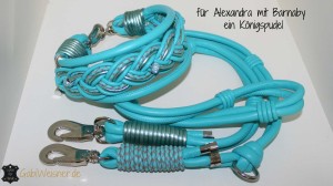 Hundehalsband mit passender Hundeleine aus Leder gibt es nach Maß bei www.GabiWeisner.deKönigspudel