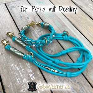 Hundehalsband mit passender Hundeleine aus Leder gibt es nach Maß bei www.GabiWeisner.de