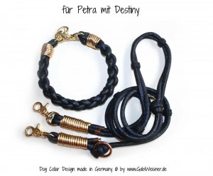 Hundehalsband mit passender Hundeleine aus Leder gibt es nach Maß bei www.GabiWeisner.de