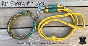 Hundehalsband und Leine aus Leder, Luxus in Gelb