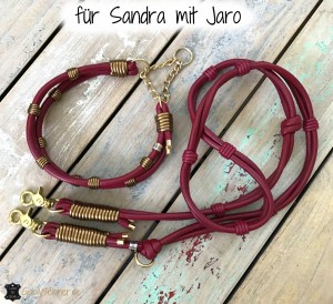 Hundehalsband mit passender Hundeleine aus Leder gibt es nach Maß bei www.GabiWeisner.de