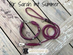 Hundehalsband mit passender Hundeleine aus Leder gibt es nach Maß bei www.GabiWeisner.de