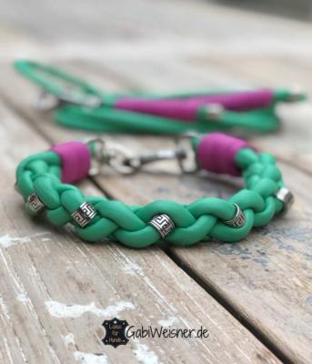 hundehalsband-und-leine-grün-pink-1