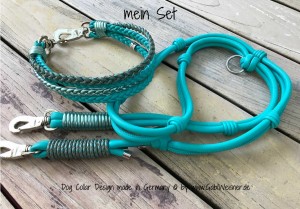 Hundehalsband mit passender Hundeleine aus Leder gibt es nach Maß bei www.GabiWeisner.de